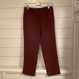 Ann Taylor Kate Fit Burgundy ankle Trousers 00